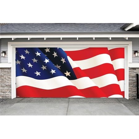 MY DOOR DECOR My Door Decor 285905PATR-004 7 x16 ft. American Flag Outdoor Patriotic Door Mural Sign Banner Decor; Multi Color 285905PATR-004